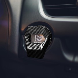 DUSCOKE Car Engine Start/Stop Button Cover - Zinc Alloy Push to Start Button Key Ignition Protective Cover Car Power Control Trim - Universal One Button Start Cover for Cars, SUVs (Carbon Fiber)