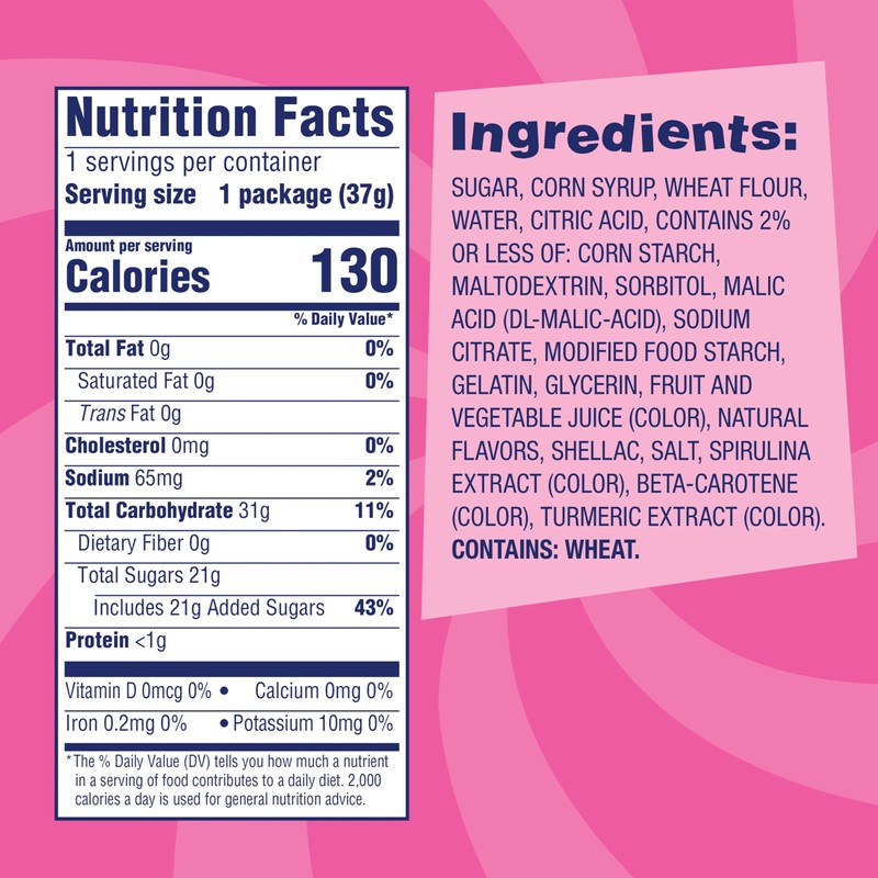SweeTARTS Mega Filled Ropes Candy, Twisted Rainbow Punch, Sweet and