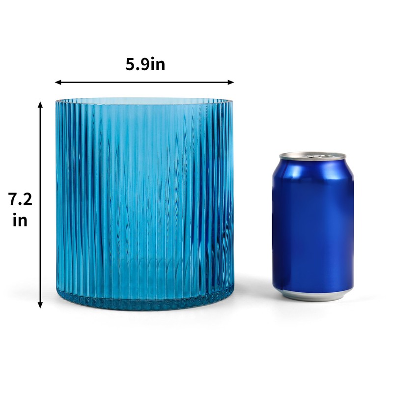 FERAHI Blue Utensil Holder, 6.3" Glass Kitchen Utensil Holder for