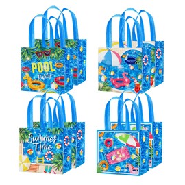 8Pack Non-Woven Tote Bags, 8" Party Treat Bag Reusable 2 Colors Shopping Grocery Bags Bulk Gift Tote Bags Goodie Bags Easter Hunt Bags Commodity Snack Bag (8)