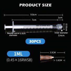 Pack of 30 Syringes 1 ml Syringes Plastic Tube Syringe Disposable Syringes Small Dosing Syringe Liquid Syringe Independent Seal Packaging Syringes