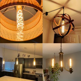 Leools T10 Long Tubular Light Bulb,60 Watt Equivalent E26 Base Amber Vintage Edison Bulb 6W Dimmable Tubular Antique Style Decorative LED Filament Light Bulb, 2200K Warm White,8.9 Inch,Pack of 4