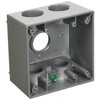 2-Gang Weatherproof Deep Box, Five 1 in. Threaded Outlets, Gray