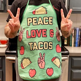 Peace Love Tacos Funny Graphic Novelty Kitchen Accessories Funny Graphic Kitchenwear Cinco De Mayo Funny Food Novelty Cookware Green Oven Mitt
