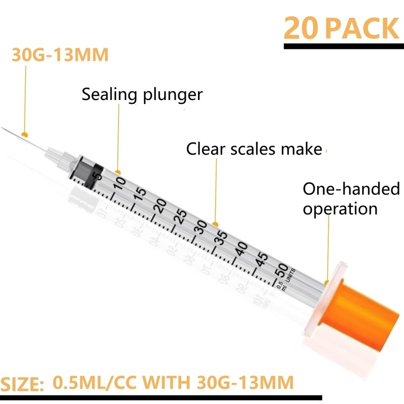 1/2ML 30Gauge 1/2inch/13mm Disposable Dispensing Lab Supplies Individually Sealed Packaging,