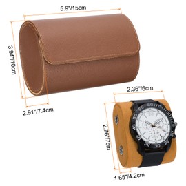 sourcing map Watch Roll Travel Case 2 Slots Portable Leather Watch Cases for Men and Women, Watches Storage Organizer with Removable Pillows for Traveling, Display, Cross-grain Texture Brown