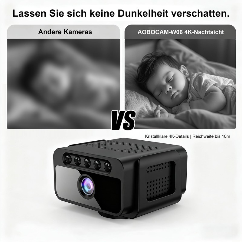AOBOCAM Mini Camera, 4K HD WLAN Surveillance Camera Indoor