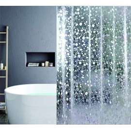 SUJAYU EVA Shower Curtain Liner with 12 Plastic Hooks, 72x72 Inch for Shower Stall & Bathtubs, 3D Pebble Bathroom Curtains, Odorless & Non Toxic, Semi-Transparent