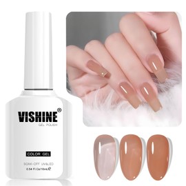Vishine 16 ml Gel-Nagellack, semi-permanent, transparent, Soak-Off, UV, LED, für Nail Art, Maniküre, Zuhause, DIY, L274, Grapefruit, süß