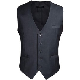Hisdern Men's Formal Wedding Party Waistcoat, Plain Cotton Waistcoat - gray, size: l
