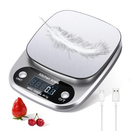 Bascula Digital, Báscula Digital Cocina 1g-10kg, Báscula para Alimentos,Báscula para Alimentos Multifuncional para Alimentos y Repostería, Alta Precisión con Pantalla LCD, Función Tara, Incluye Pilas