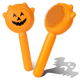 Awpland Pumpkin Shape Dog Self Cleaning Hair Brush, 2023 Count, All Fur Types, Travel Size Hair Brush with Release Button, Gentle for Shedding for Pet Owners, Vets, and Pet Groomers