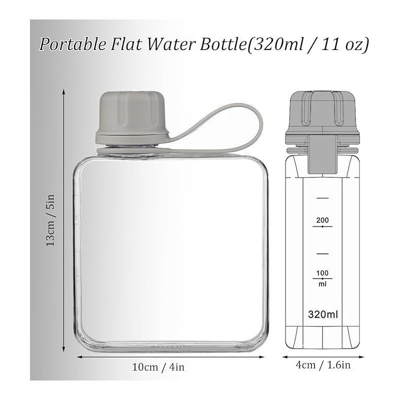 yesSMI 1Pc Slim Square Travel Water Bottle, Flat Drink Cup,