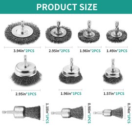 14-Piece Wire Brush Drill, 6 mm Steel Brush, Cordless Screwdriver Set, for Cordless Screwdriver, for Polishing, Grinding, Rust Removal and Deburring