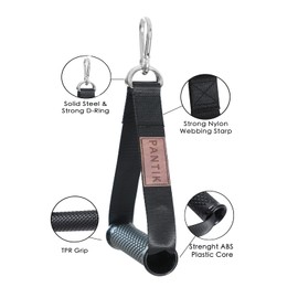 PANTIK Heavy Exercise Handles Gym Cable Machine Attachments Durable Double D Rings Handles Resistance Bands Handles Stirrup Handle Fitness Grip Nylon Strap Solid ABS Cores with Carabiners Set of 2