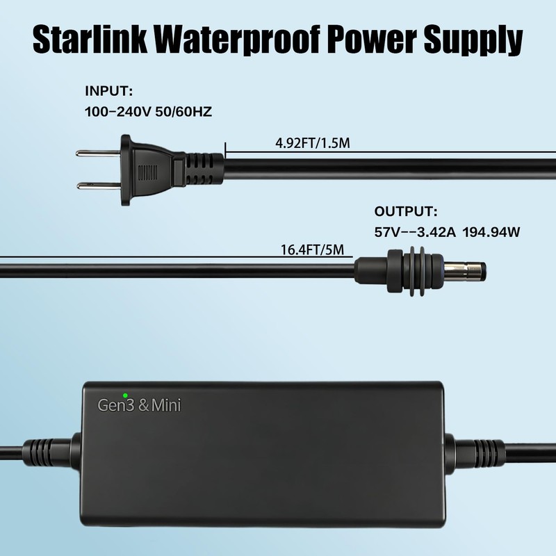 Starlink Power Supply Charger Adapter for Gen 3 & Mini，57V