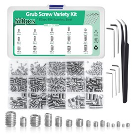 Nivithi 520pcs Grub Screws Assorted Set,M3 M4 M5 M6 M8 Cone Point Small Stainless Steel Screws,Grub Screw Kit for Door Handles,Fixtures,Repair,Assortment Box,GS2
