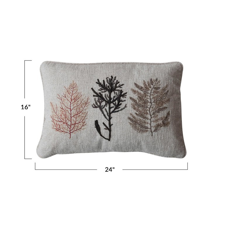 Creative Co-Op Cotton Blend Printed Lumbar Pillow with Botanicals and