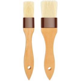 Pastry Brush-Basting Brush for Cooking,2 Pc Boar Bristles Food Brush for BBQ,Beech Wooden Handle Butter Brush for Baking/Spreading Marinade/Sauce/Oil/Egg/Kitchen Brushes for Cooking(1 &1 1/2 inch)