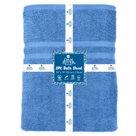 DAN RIVER Pack of 2 Bath Sheet 35x70 Inches, Luxury Bath Towel Set, Extra Large and Quick Dry Soft Cotton Towels - Medium Blue