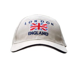 Baseball Caps - Union Jack Embroidery with London England – Cream, London Souvenir