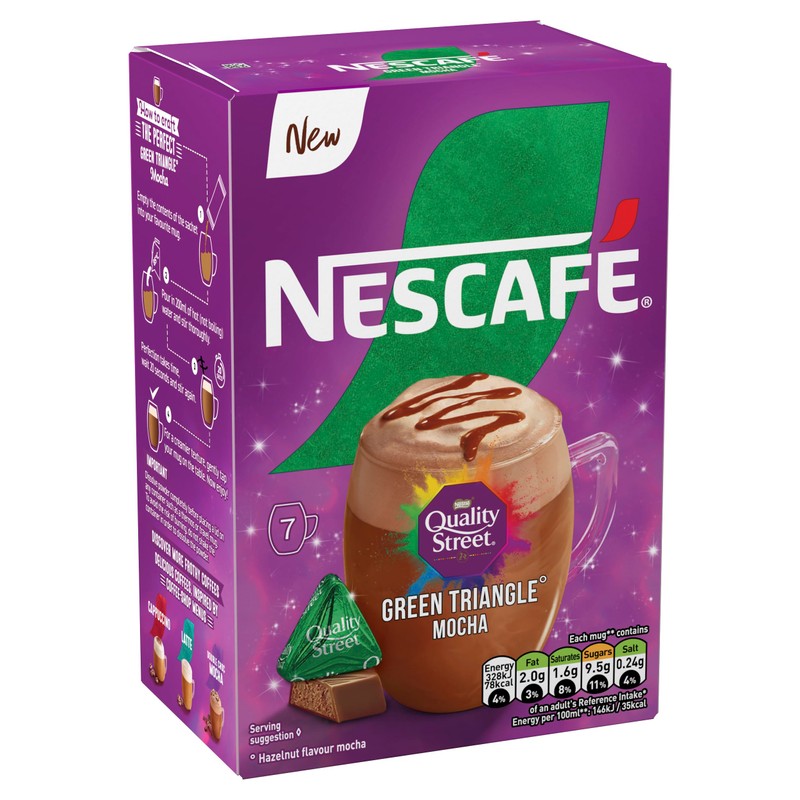 Nescafe Green Triangle Quality Street Mocha 7 x 19g Sachets,