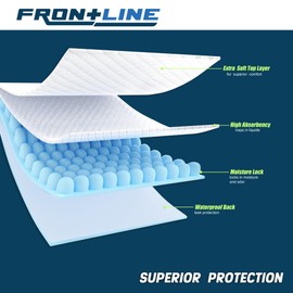 FRONTLINE Disposable Underpads Large 23'' X 36'' Absorbent Bed Pads, Medical Hospital Bed Incontinence Chux Pads | Thick Waterproof Protection for Kids, Adults, Elderly Liquid, Urine, Accidents (25)