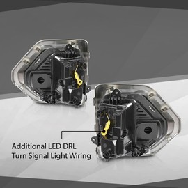 G-PLUS LED Fog Light Lamp Compatible with GMC Sierra 1500 Denali/SLT/AT4 models only 2019-2021(Not compatible with Elevation/SLE/Base models) W/Wiring＆Chrome Bezels Clear Lens