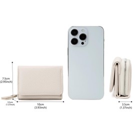 CHAOFANXI Women's Small Bifold Leather Purse for Women, Small and Short Format Purse Small Wallet with Multiple Compartments, White, Modern