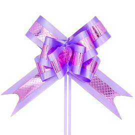 15 Pieces Large Gift Bows，6.5 in Pull Bows for Gift Wrapping, Suitable for Gift Boxes, Baskets, Birthdays, Weddings, Christmas, Valentine's Day, Easter (Embossed Rose Gold/Light purple, 6.5 inch)