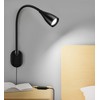 Wall-Mounted LED Bedside Reading Light with USB Charging Port, 10-Level