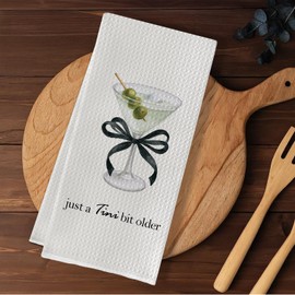 SereneHanctuary Martini Kitchen Towels,Coquette Bow Martini Dish Towels,Martini Decor for Party Kitchen Bar Pub,Martini Gifts for Women,16X24 Inches