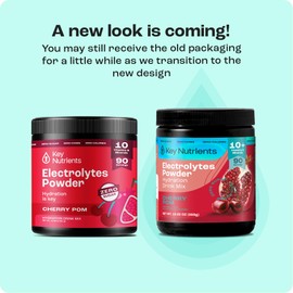 KEY NUTRIENTS Multivitamin Electrolytes Powder No Sugar - Sweet Cherry Pom Electrolyte Powder - Endurance & Energy Supplement - Hydration Powder - No Calories - 90 Servings - Made in USA