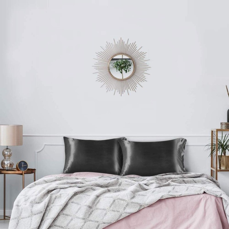 Lirex 2 Pack Satin Pillow Cases, Soft Solid Color Microfiber