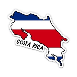 Squiddy Costa Rica Map with Flag - Vinyl Sticker - Large Size - 12"