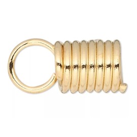 Platinum 40 Gold Plated Steel Spring Cord Ends 11x5.5mm Finishing Coils with 3.5mm Hole