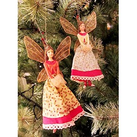 Gisela Graham Christmas â€“ Flower Fairy Angel Christmas Tree Decoration - Set of 2