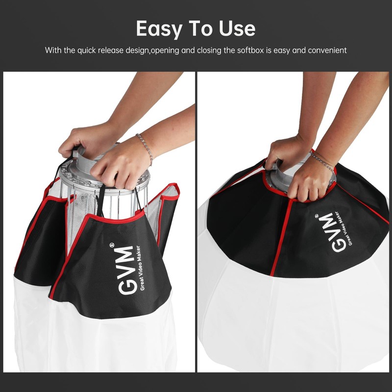 GVM 26inch/65cm Lantern Softbox Soft Light Modifier, Quick-Setup Quick-Folding Light
