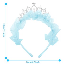 2 PCS Girls Princess Tiara Crown Headbands, Cute Tulle Bow Tiaras Birthday Headband for Girl Tiaras Crowns Head Band Party Fairy Costume Hair Accessories