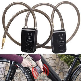 Semptec Urban Survival Technology Bicycle Lock, Bluetooth: Set of 2 App Controlled Cable Locks with Bluetooth and Alarm (Electronic Bicycle Lock, with Alarm, App)