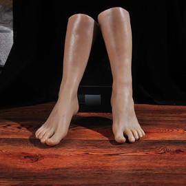 1 Pair Silicone Lifesize Male Mannequin Foot with Bone Realistic Silicone Feet Mannequin Display Jewerly Sandal Shoe Sock Display Art Sketch (Dark Color)