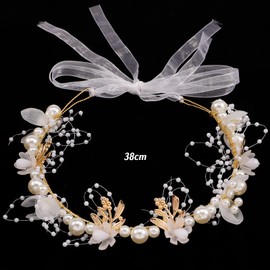 JOELELI Flower Girl Headpiece Silver Princess Wedding Headband Girls Flower Crystal Pearl Vines Hair Accessories for Birthday Party, Photography