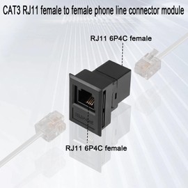 QIANRENON Desktop Connection Box RJ11 Telephone Jack CAT3 RJ11 Female to Female Phone Line Connector RJ11 6P4C Bracket Frame Keystone Jack, Desktop Socket RJ11 Phone Module Plugin, 2Pcs