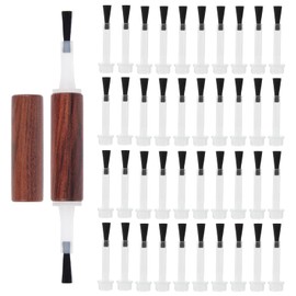 SILPECWEE Nail Polish Brush Kit, 100pcs Disposable Replacement Bristles Nail Brushes with 2 Double-End Wooden Handle, Nail Art Brush for Dip Powder, Liquid Nail Tools Home DIY Salon Use (Brown)