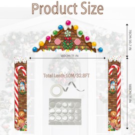 3 Pcs Christmas Gingerbread Door Decorations Set – Merry Christmas Porch Banners with Candy House Design, Polyester Xmas Door Covers for Classroom, Home, Party, Outdoor Holiday Decor