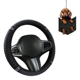 1 Piece Of Diamond-Enclosed Steering Wheel Cover And 1 Piece Of Puppy Hanging Decoration, Steering Wheel Cover, Car Decorations.