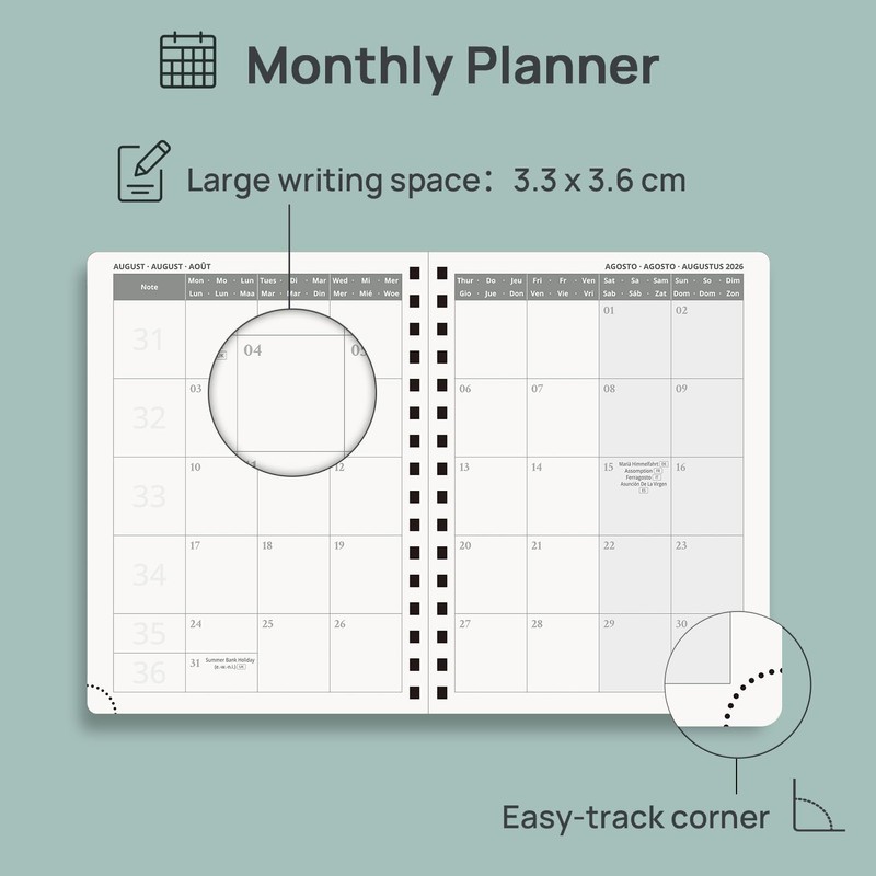 POPRUN 2026-2027 Academic Diary A5 Week to View (26.5x21.5 cm)