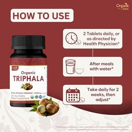 Organic Spree Triphala 120 Tablets | Amla, Haritaki & Bibhitaki | 1200mg per Serving | Organic and Natural | USDA Certified 120tab (2)