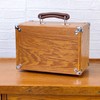 INWINACALT Oak Wood 4 Drawers Portable Toolbox, Leather Handle, FT0104