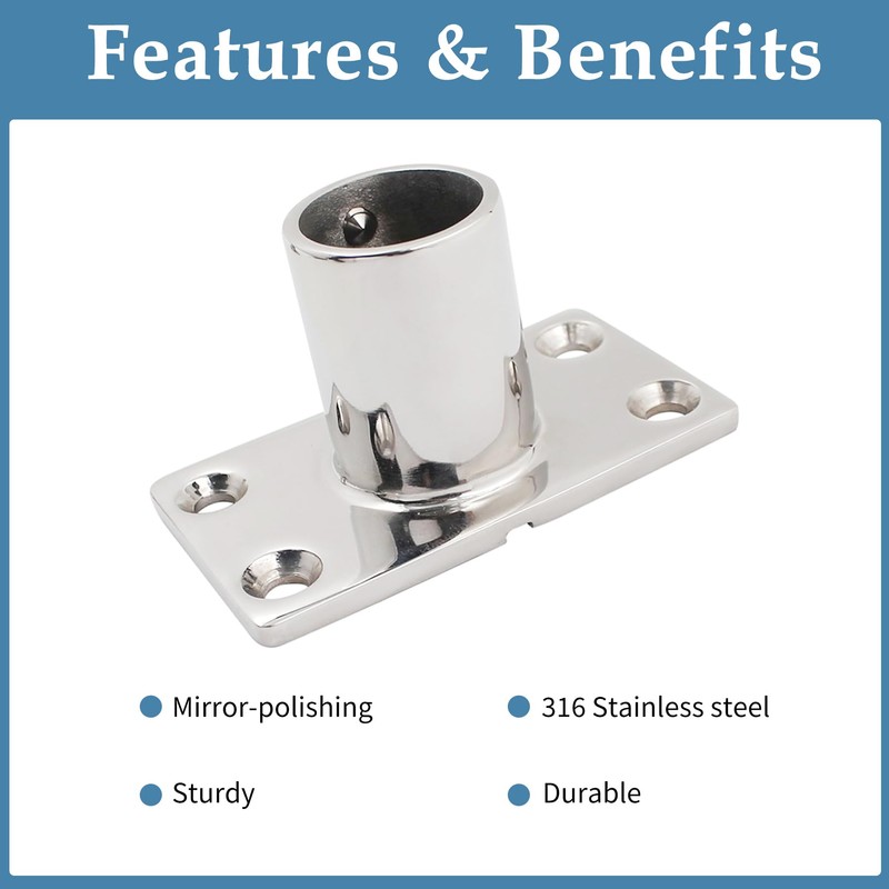YANYUCB Boat Hand Rail Fittings,316 Stainless Steel Rectangular 90 Degree
